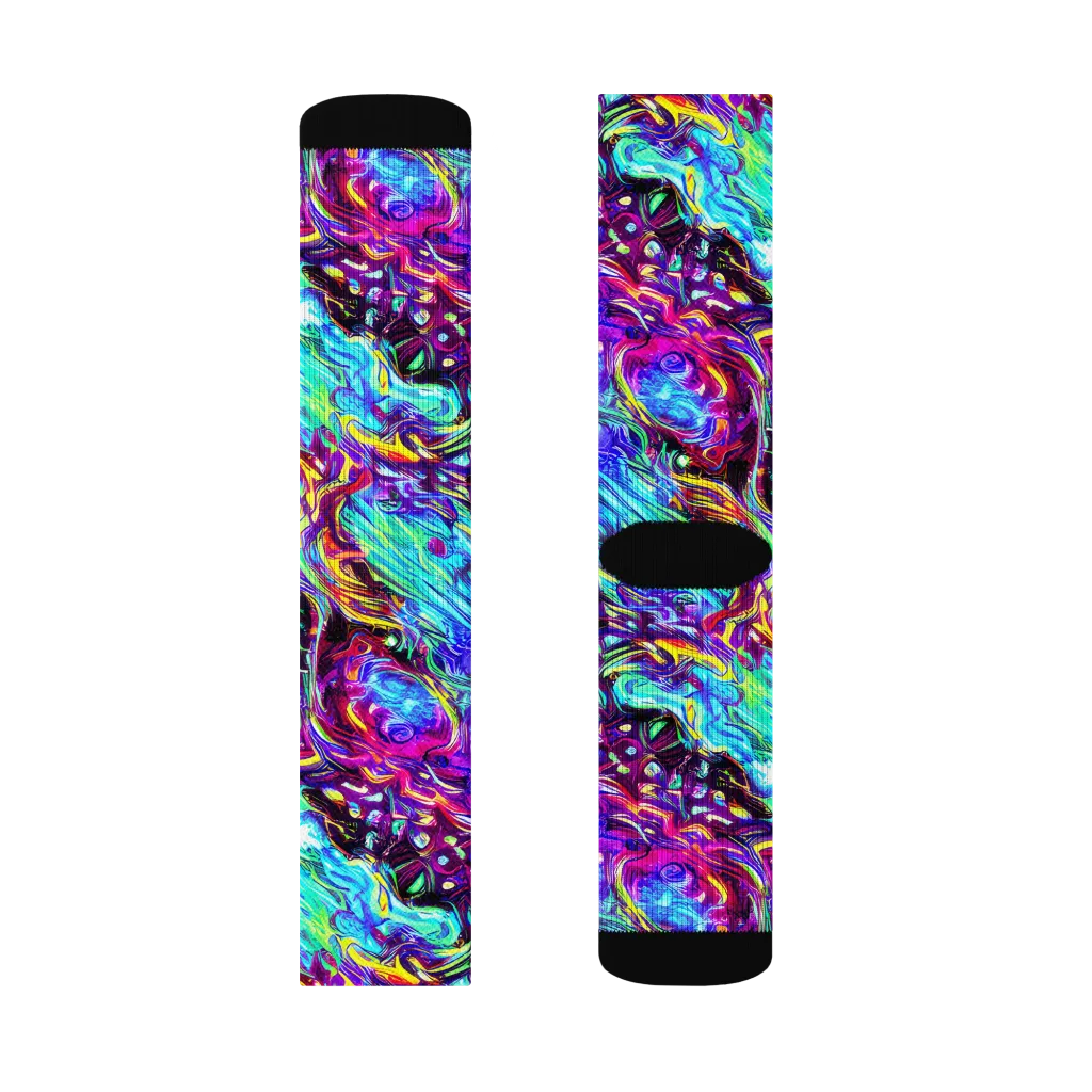 Electric Bloomscape on Socks — Right Sock