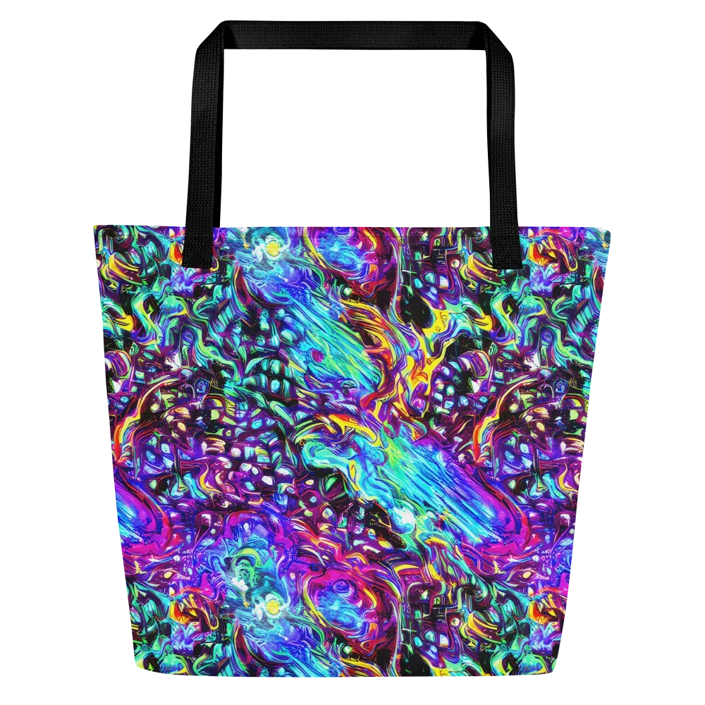 Electric Bloomscape on Large Tote Bag W/ Pocket — Front