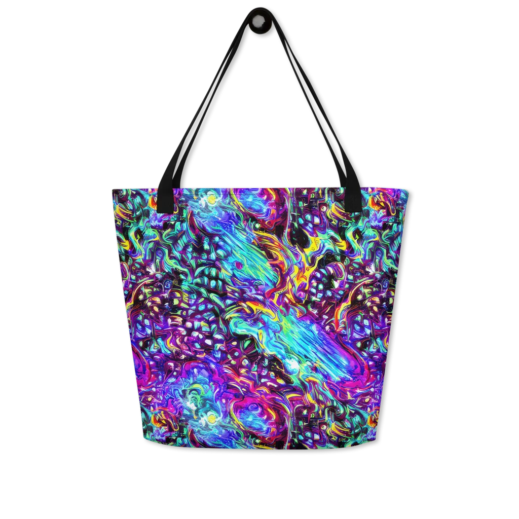 Electric Bloomscape on Large Tote Bag W/ Pocket — Front