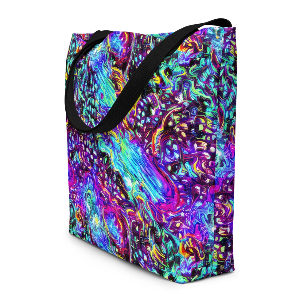 Electric Bloomscape on Large Tote Bag W/ Pocket — Front