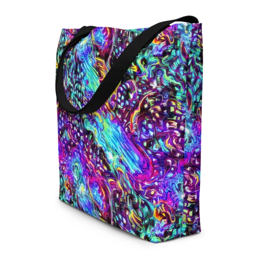 Electric Bloomscape on a Large Tote Bag W/ Pocket