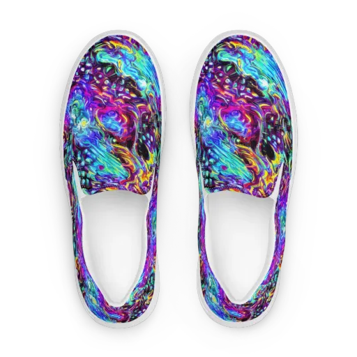 Electric Bloomscape on a Women's Slip-On Canvas Shoes