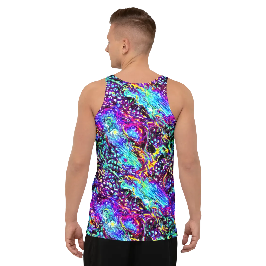 Electric Bloomscape on Men's Tank Top — Back