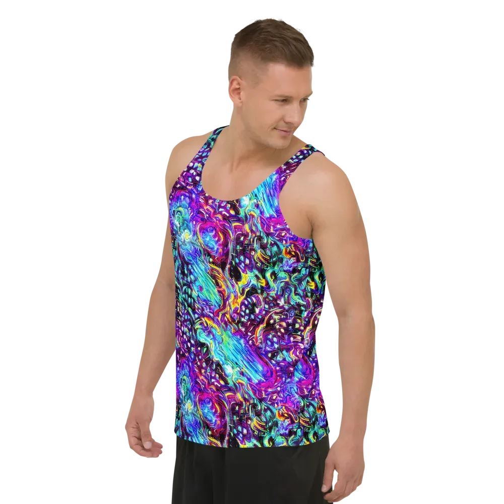 Electric Bloomscape on Men's Tank Top — Left Front