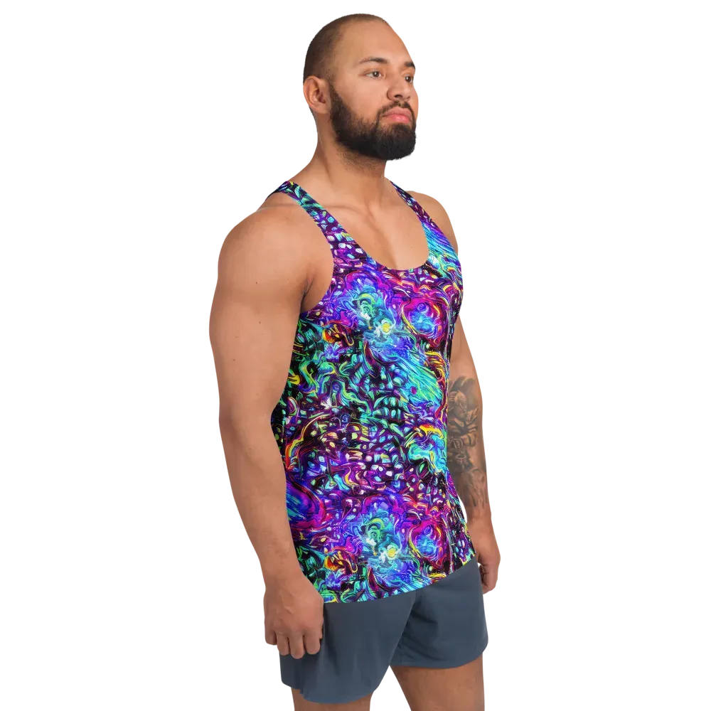 Electric Bloomscape on Men's Tank Top — Right Front