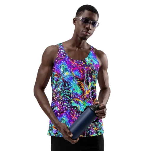 Electric Bloomscape on a Men's Tank Top