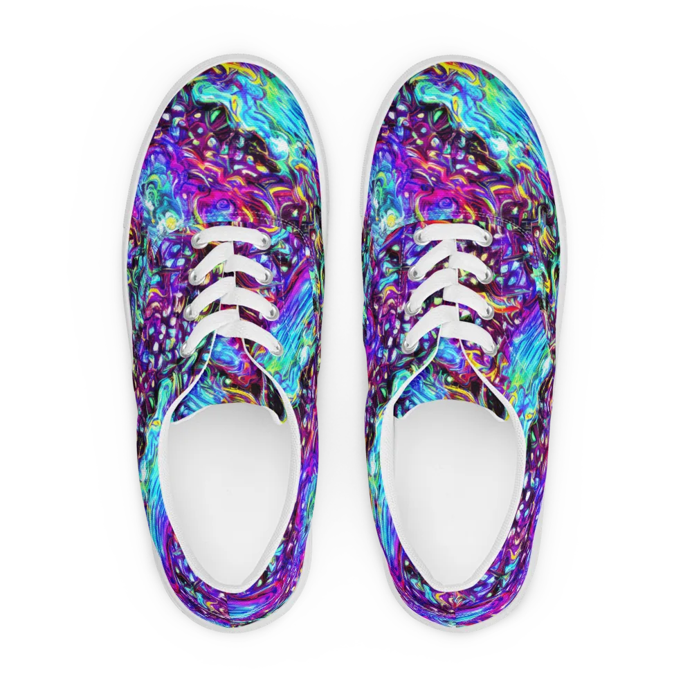 Electric Bloomscape on Men's Lace-Up Canvas Shoes — Front