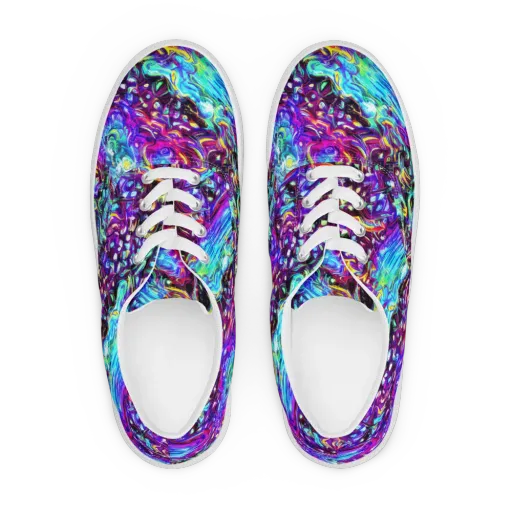 Electric Bloomscape on a Men's Lace-Up Canvas Shoes