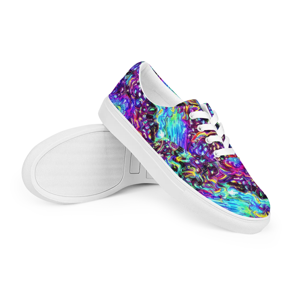 Electric Bloomscape on Men's Lace-Up Canvas Shoes — Right Front