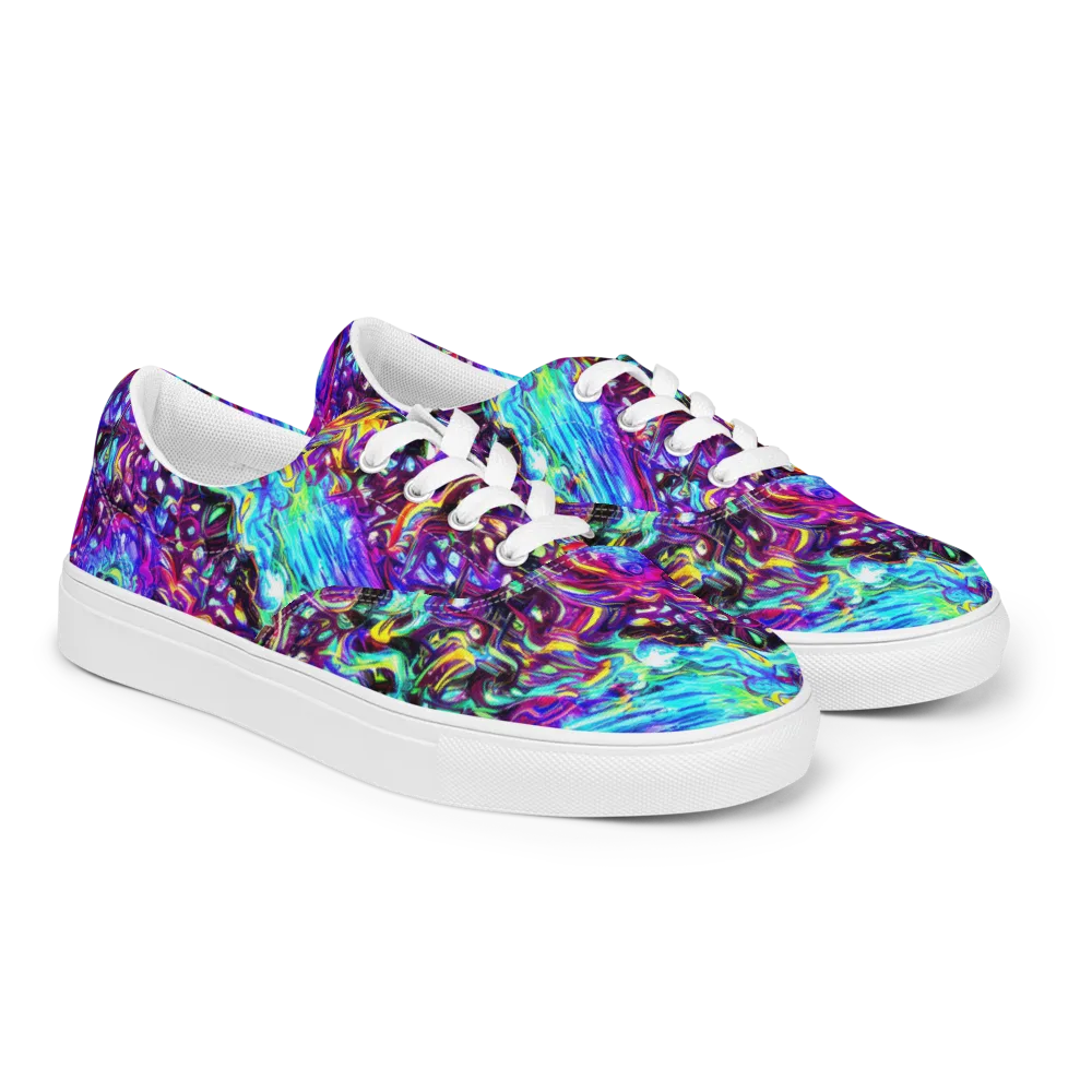 Electric Bloomscape on Men's Lace-Up Canvas Shoes — Right Front