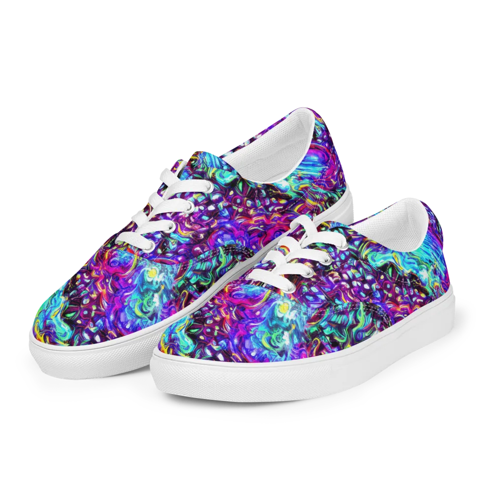 Electric Bloomscape on Men's Lace-Up Canvas Shoes — Left Front