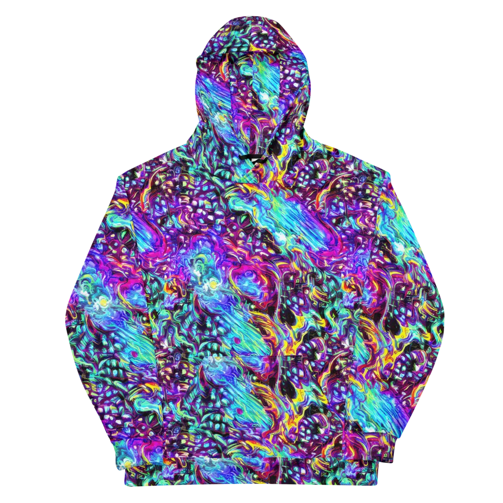 Electric Bloomscape on Cotton Hoodie — Front