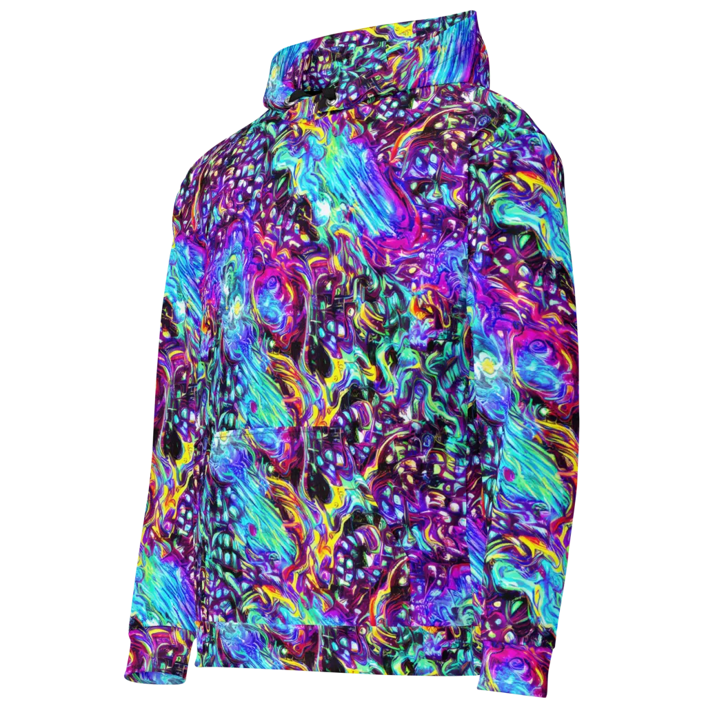 Electric Bloomscape on Cotton Hoodie — Left Front