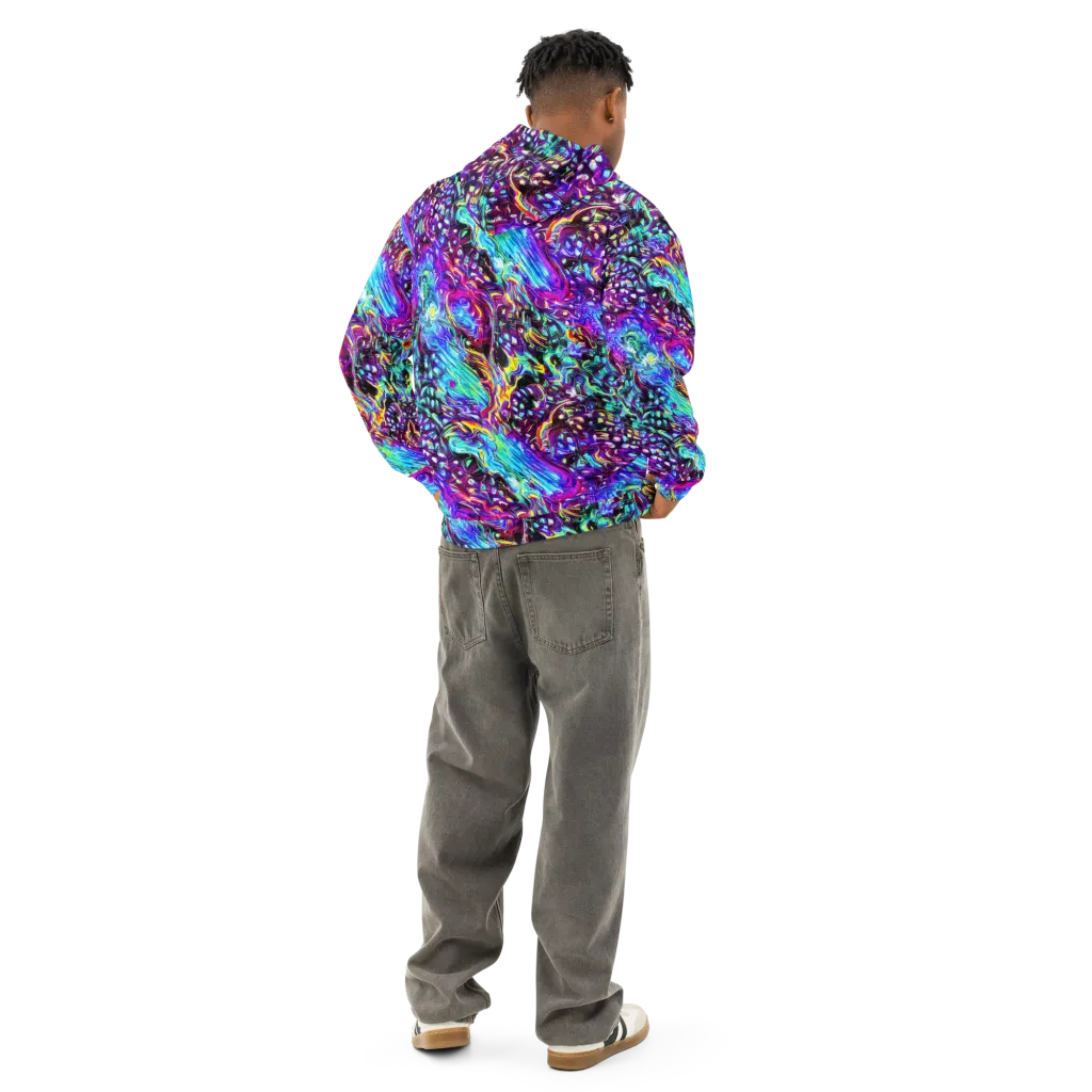 Electric Bloomscape on Cotton Hoodie — Back