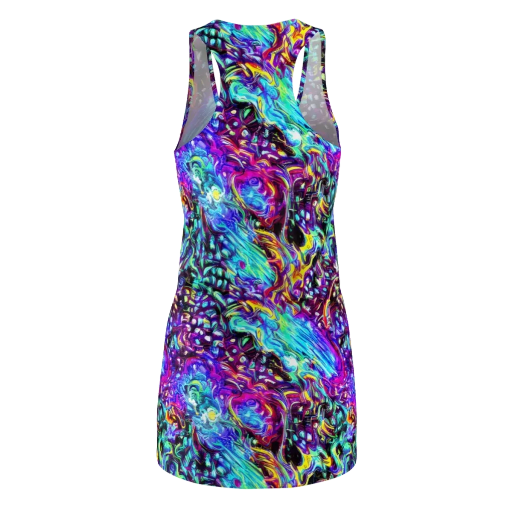 Electric Bloomscape on Racerback Dress — Back