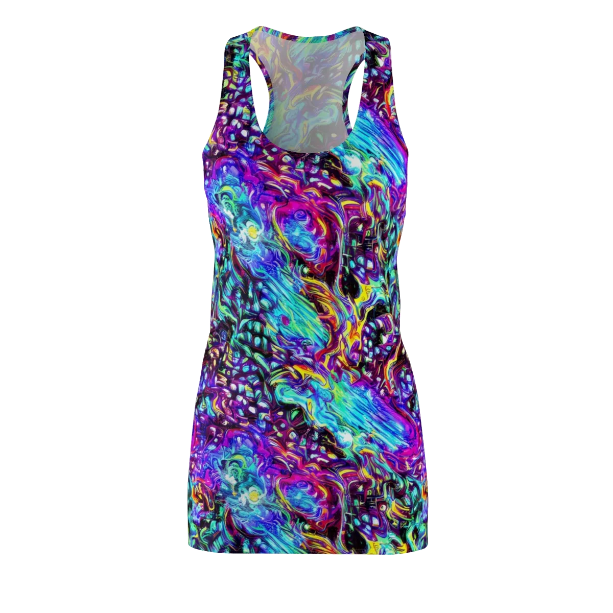 Electric Bloomscape on Racerback Dress — Front