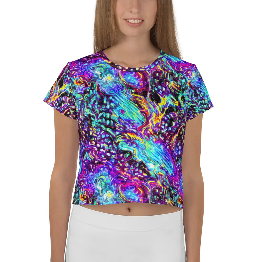 Electric Bloomscape on Crop Tee — Front