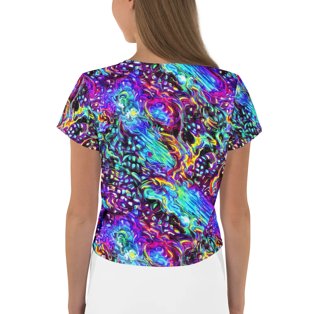 Electric Bloomscape on Crop Tee — Back