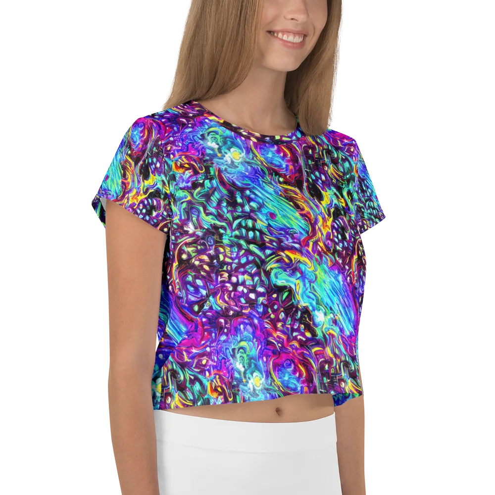 Electric Bloomscape on Crop Tee — Right