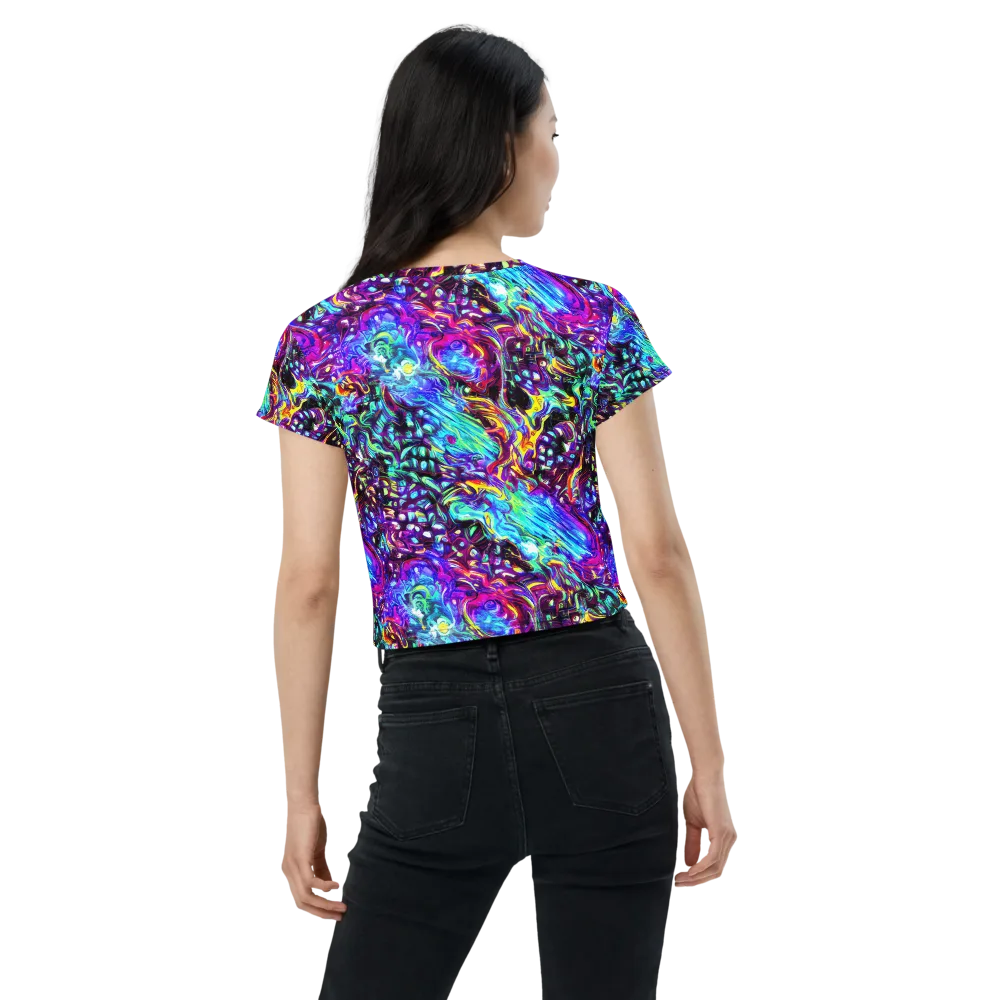 Electric Bloomscape on Crop Tee — Back
