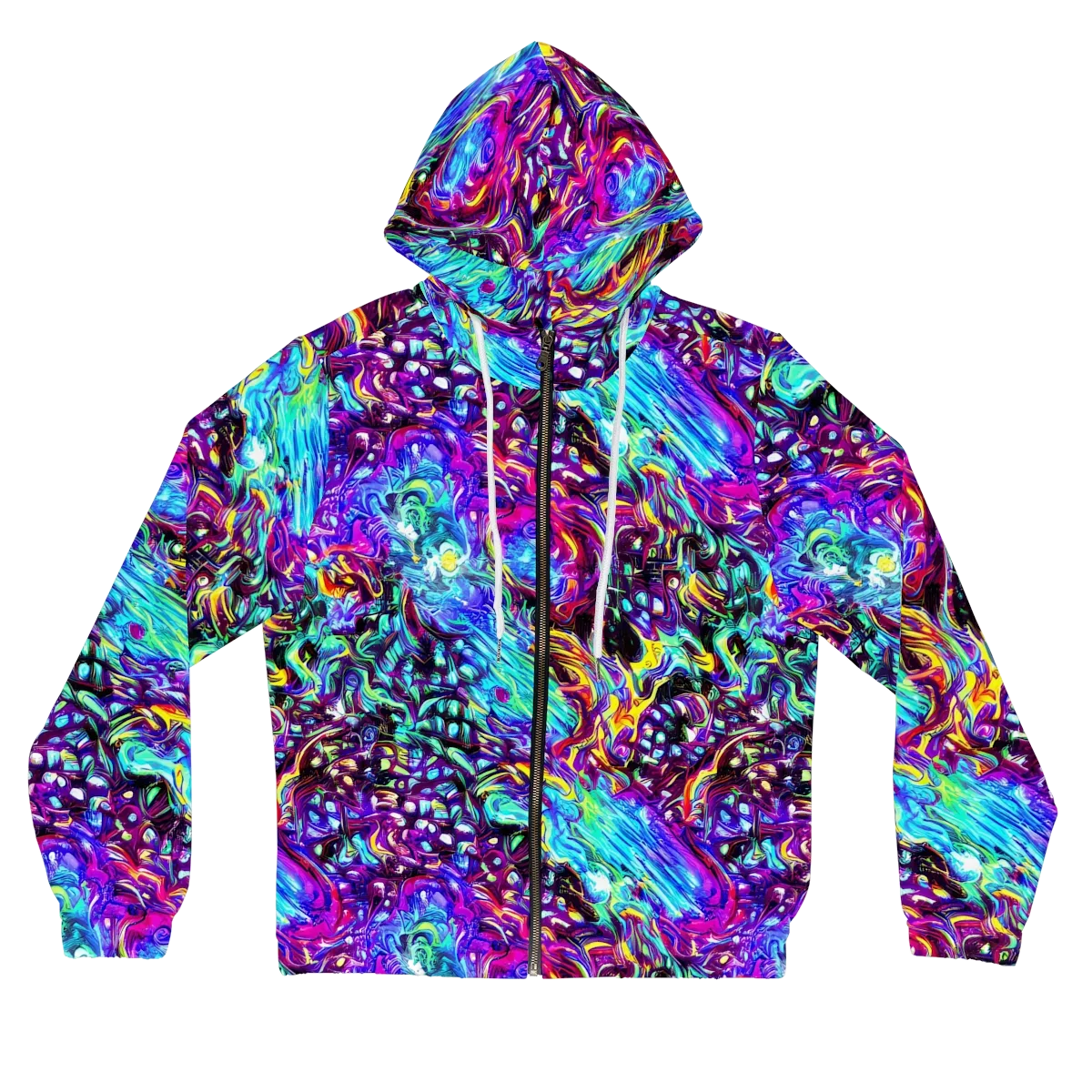 Electric Bloomscape on Women's Full-Zip Hoodie — Front