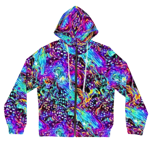 Electric Bloomscape on a Women's Full-Zip Hoodie