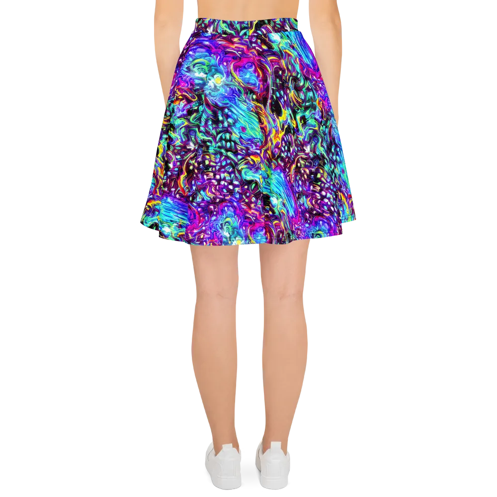 Electric Bloomscape on Skater Skirt — Back