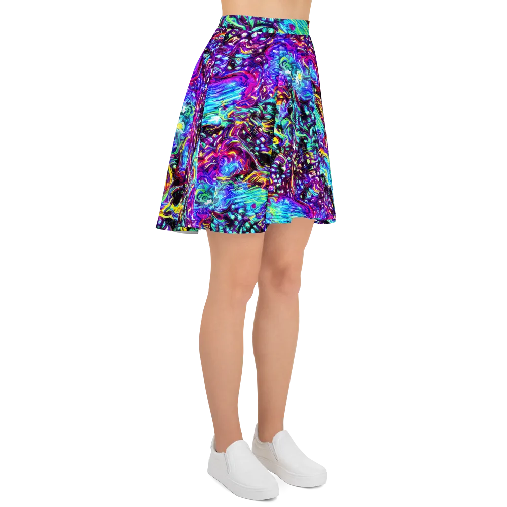 Electric Bloomscape on Skater Skirt — Right