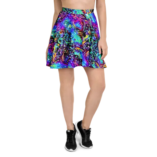 Electric Bloomscape on a Skater Skirt