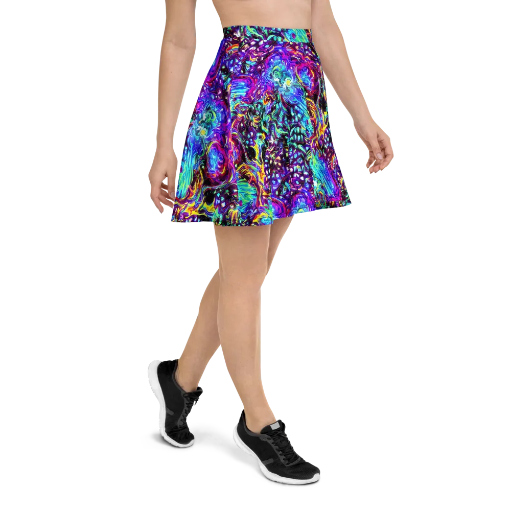 Electric Bloomscape on Skater Skirt — Right