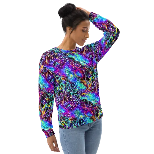 Electric Bloomscape on a Sweatshirt
