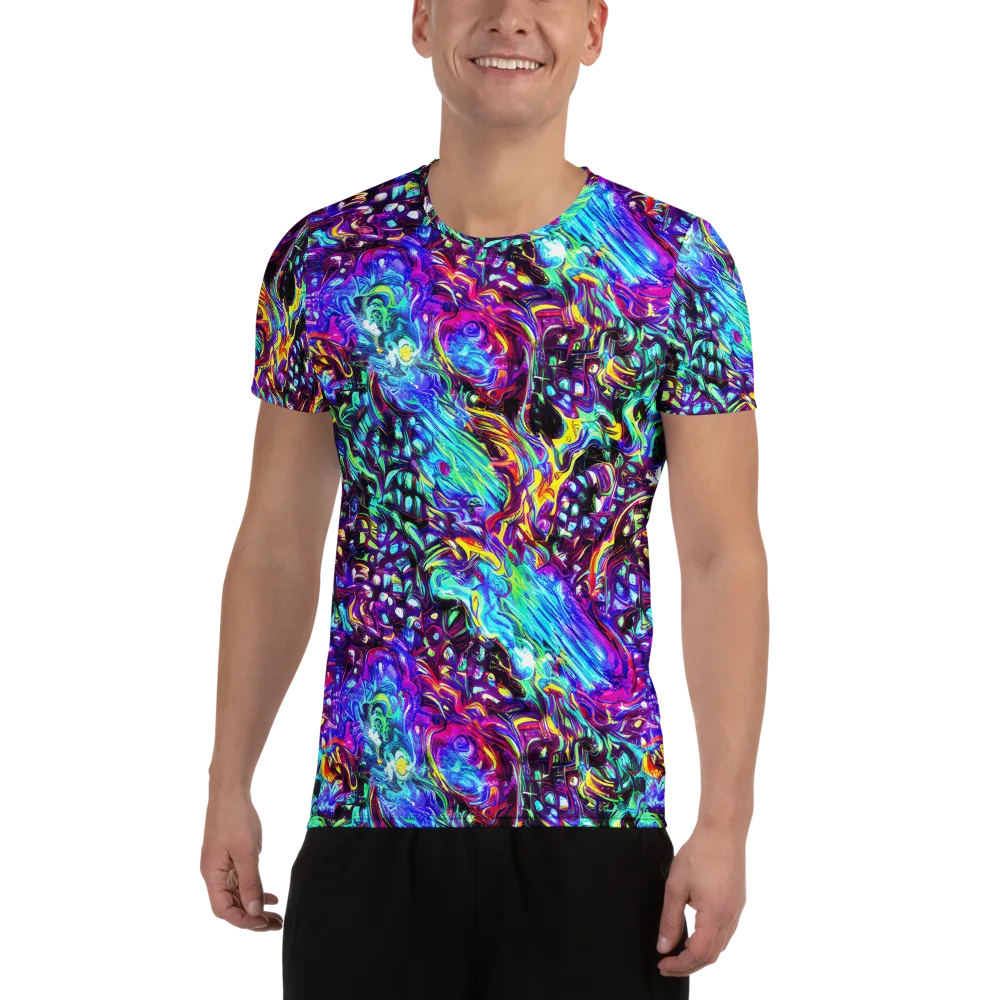 Electric Bloomscape on Men's Athletic T-Shirt — Front