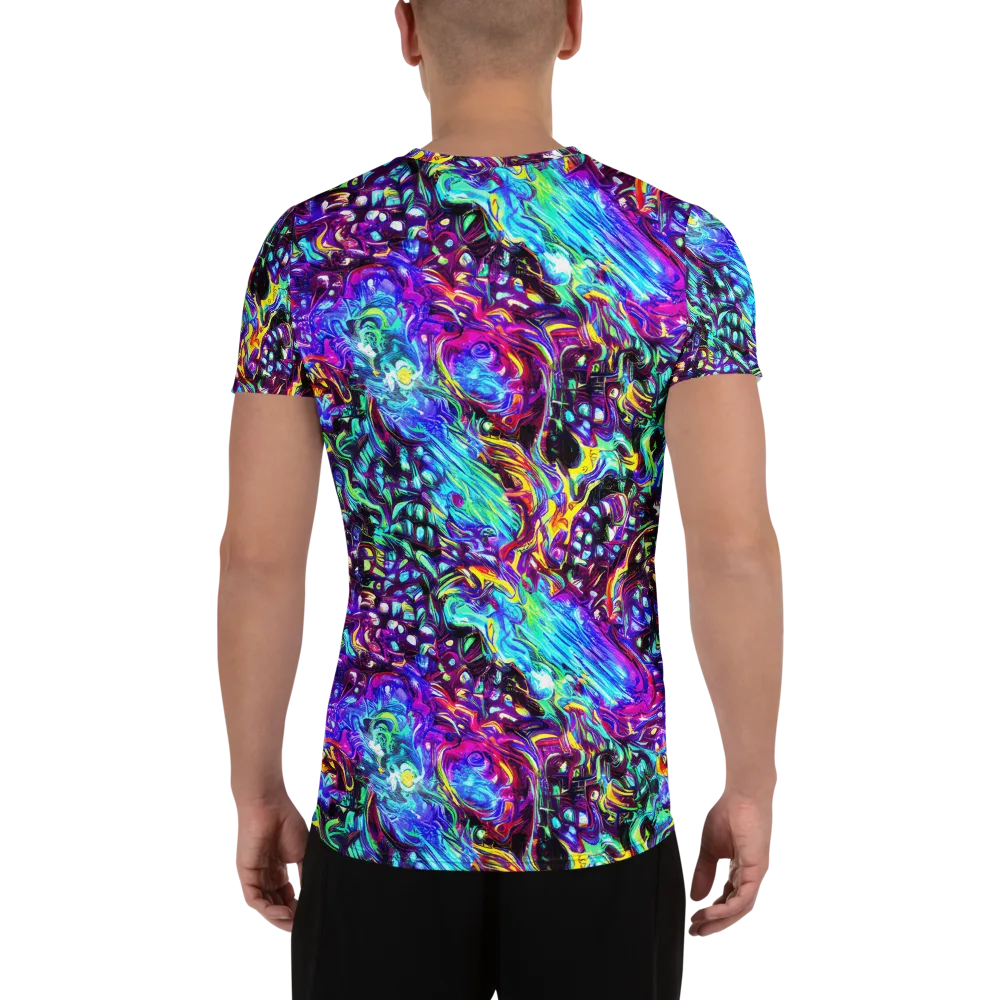 Electric Bloomscape on Men's Athletic T-Shirt — Back