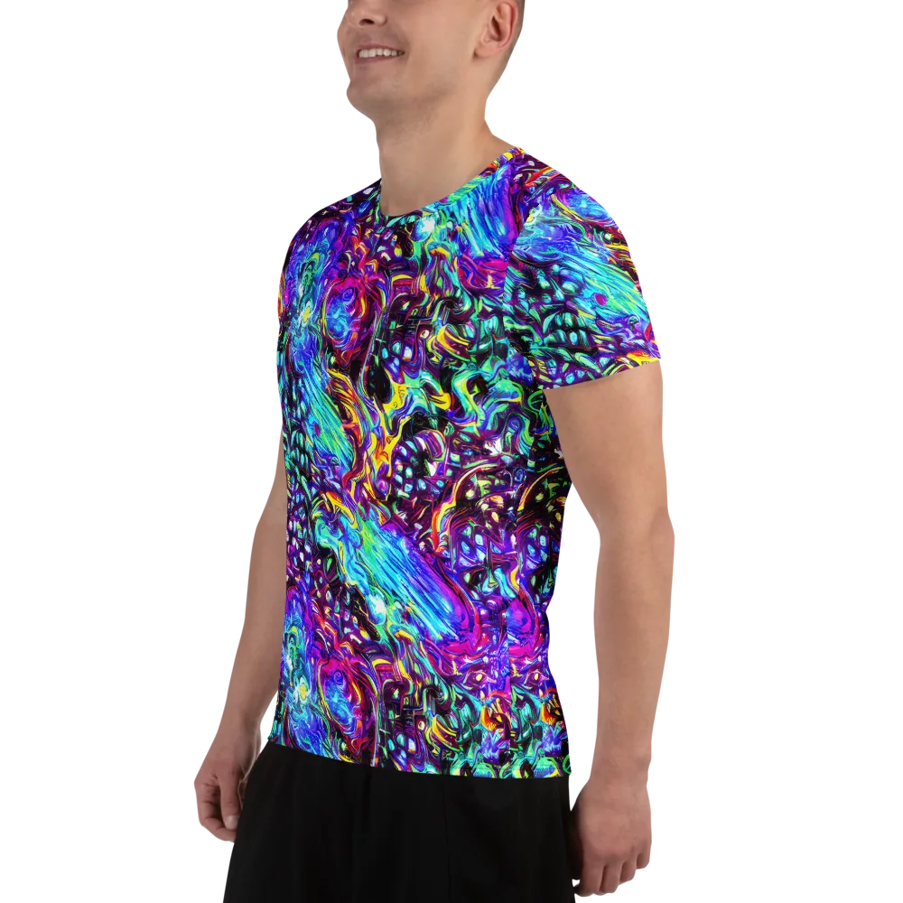 Electric Bloomscape on Men's Athletic T-Shirt — Left