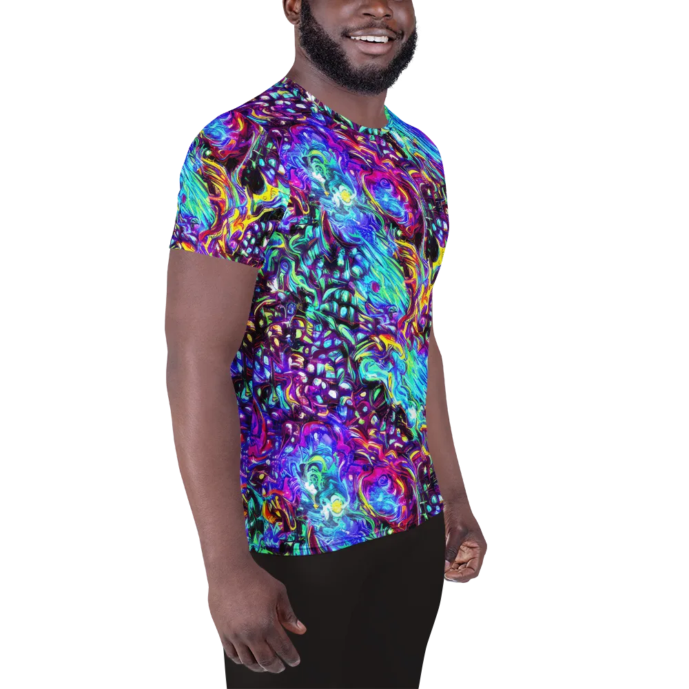 Electric Bloomscape on Men's Athletic T-Shirt — Right