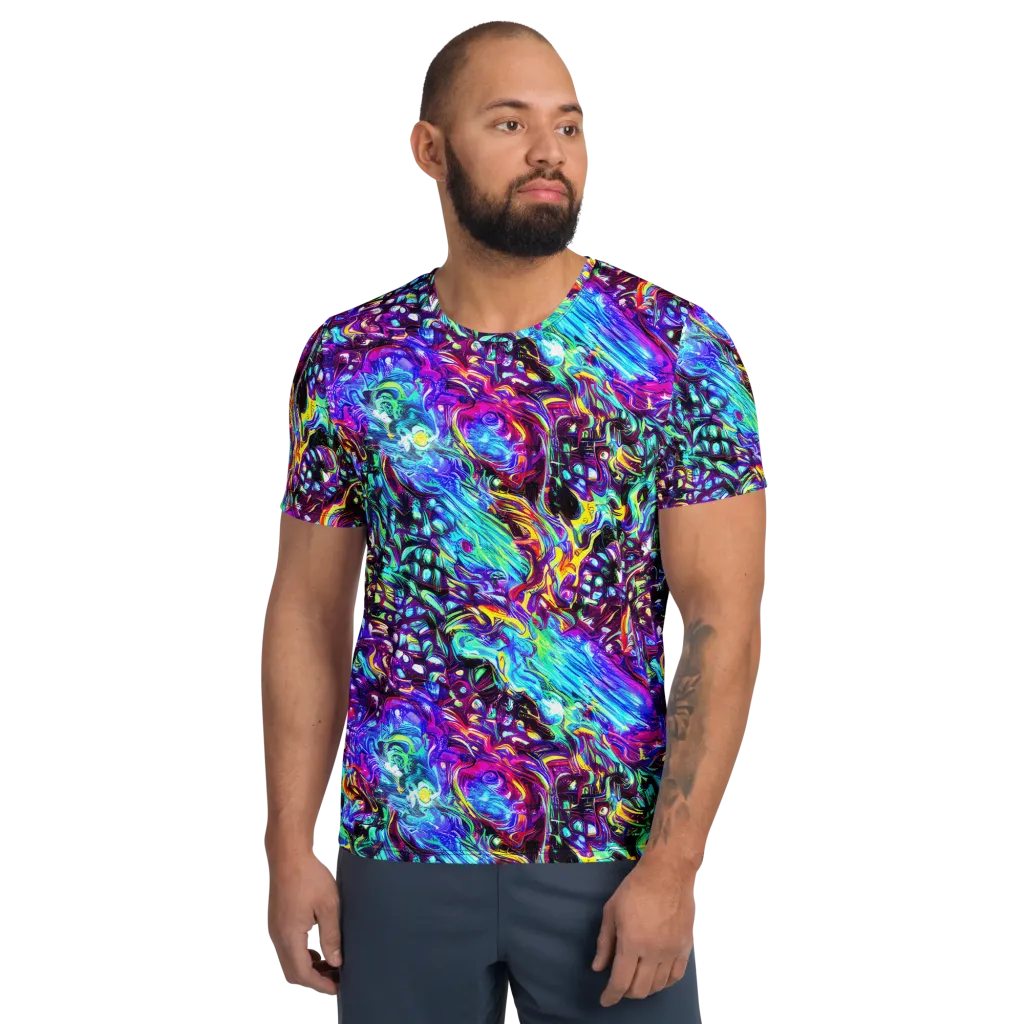 Electric Bloomscape on Men's Athletic T-Shirt — Front