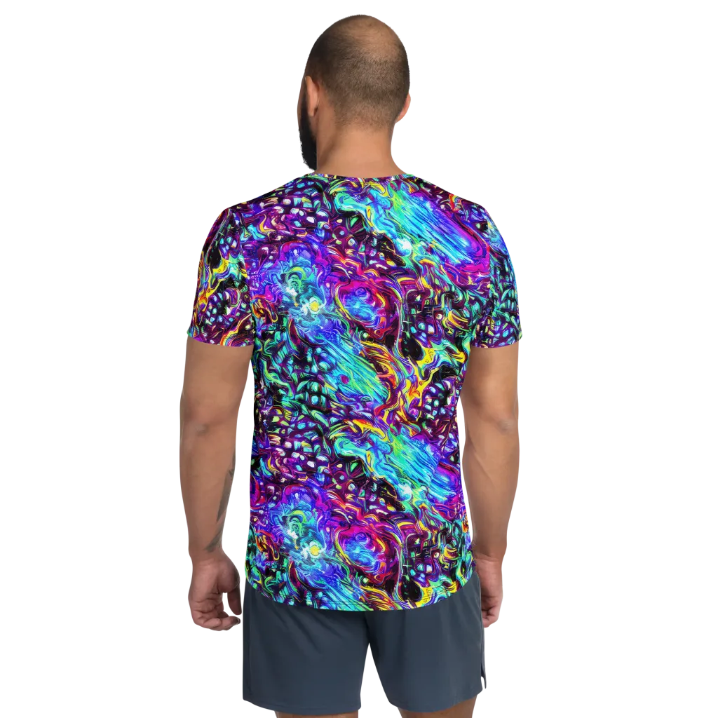 Electric Bloomscape on Men's Athletic T-Shirt — Back