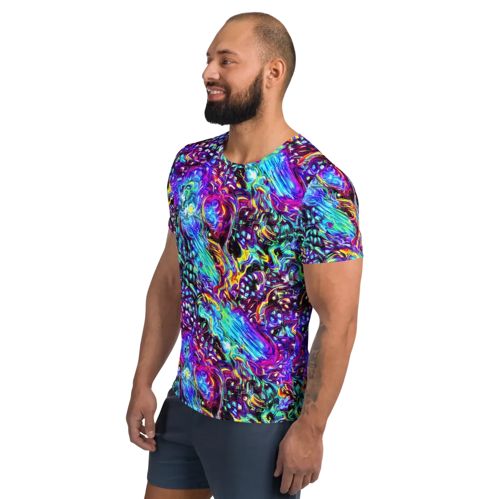 Electric Bloomscape on Men's Athletic T-Shirt — Left
