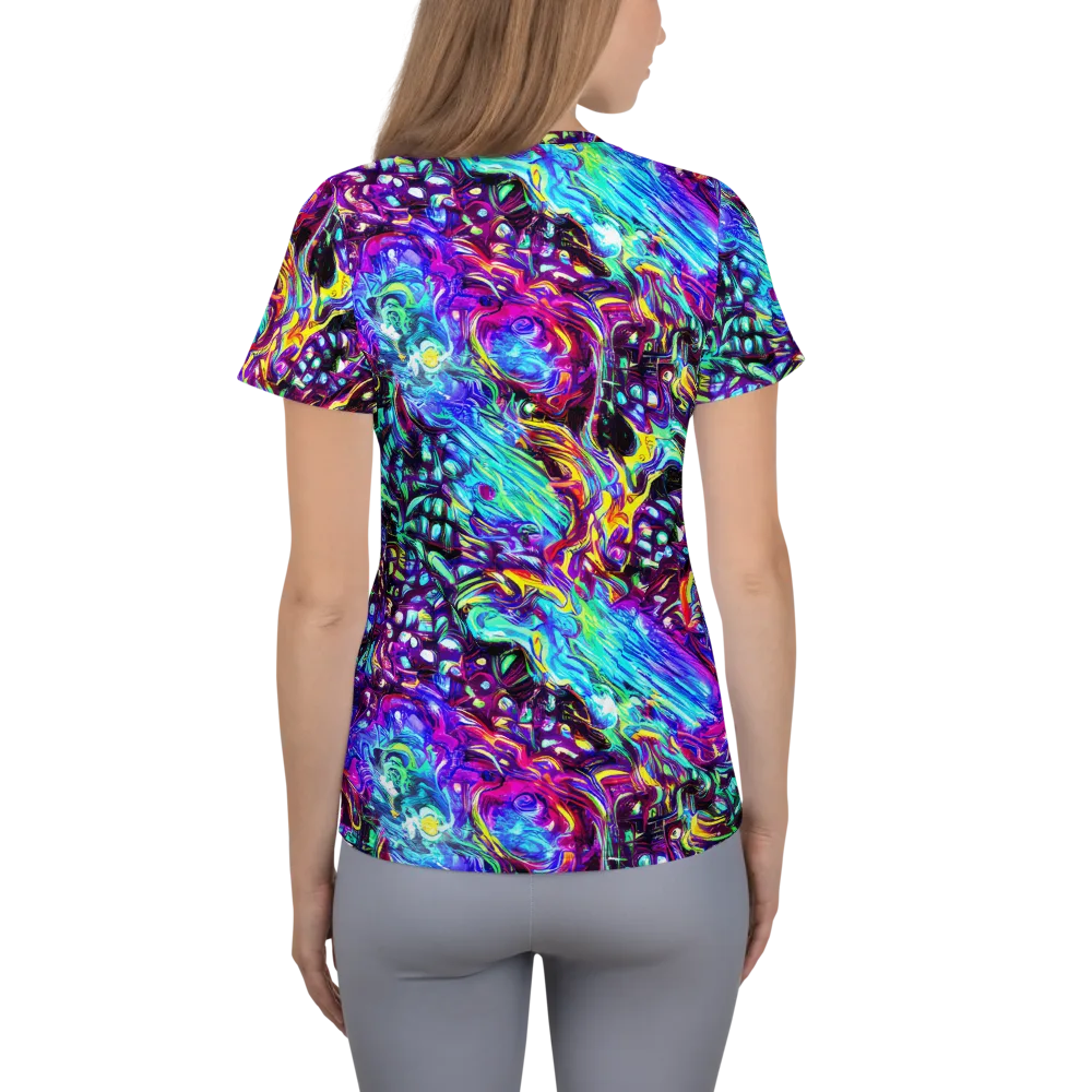 Electric Bloomscape on Women's Athletic T-Shirt — Back