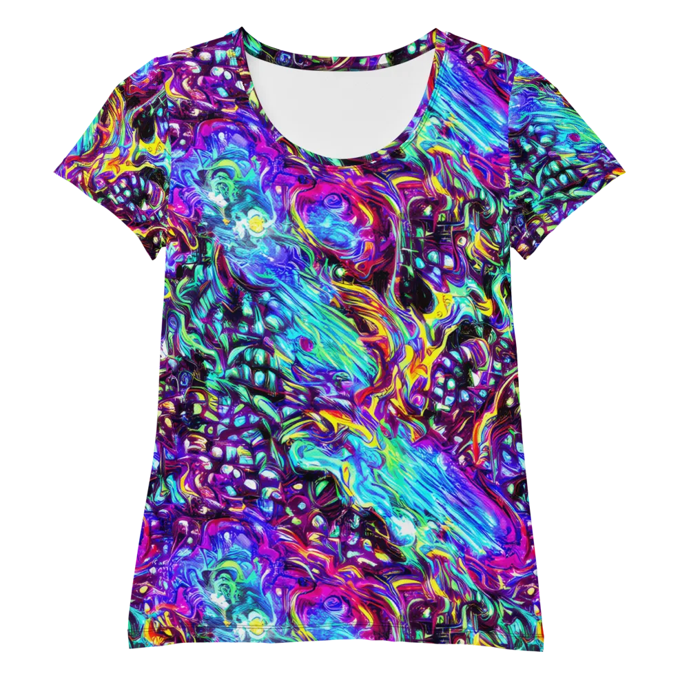 Electric Bloomscape on Women's Athletic T-Shirt — Front