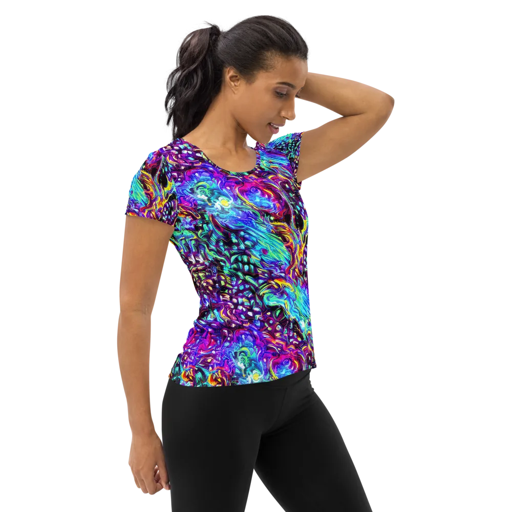 Electric Bloomscape on Women's Athletic T-Shirt — Right