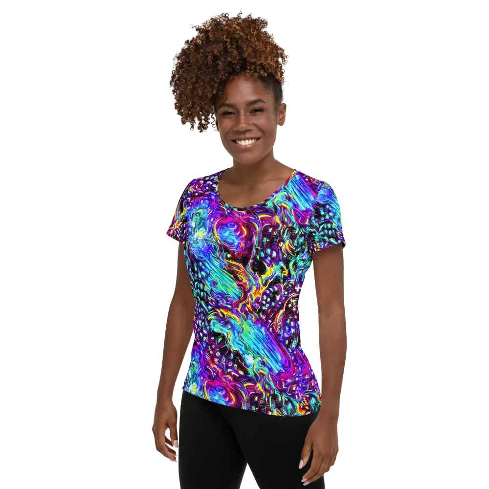 Electric Bloomscape on Women's Athletic T-Shirt — Left