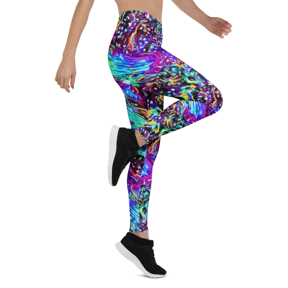 Electric Bloomscape on Leggings — Right