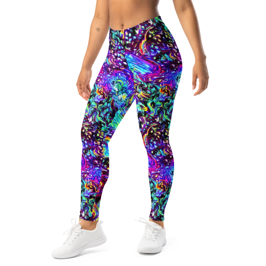 Electric Bloomscape on Leggings — Left Front