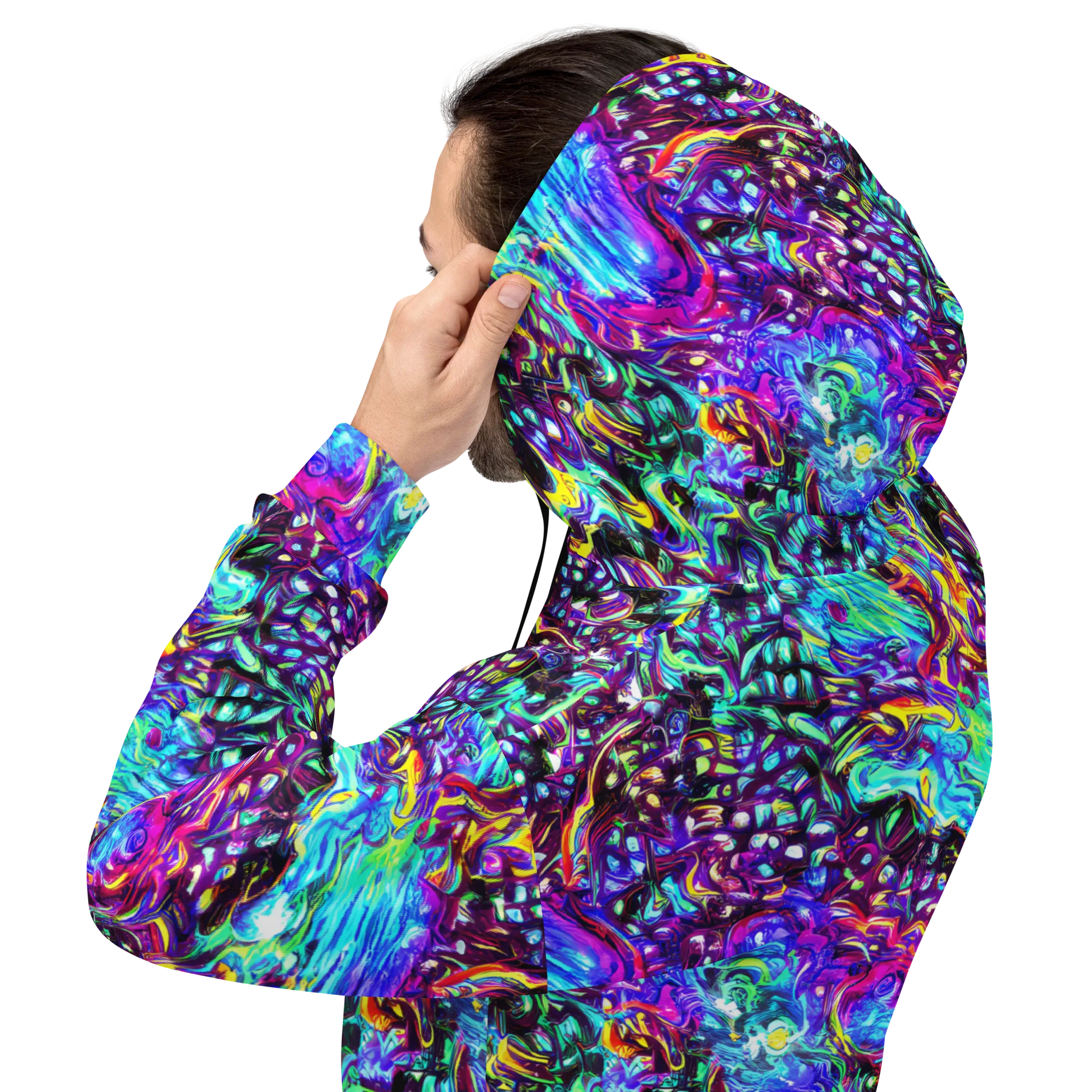 Electric Bloomscape on Hoodie — Back