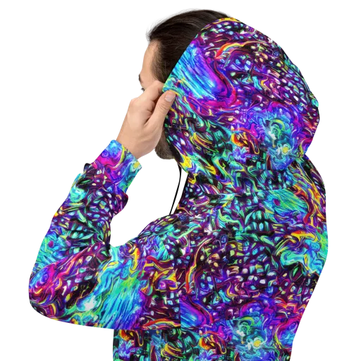 Electric Bloomscape on a Hoodie