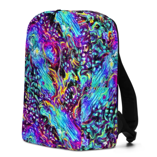 Electric Bloomscape on a Minimalist Backpack
