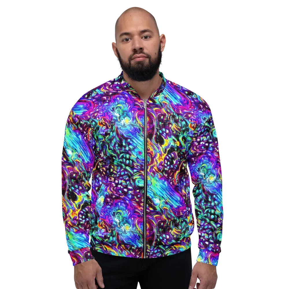 Electric Bloomscape on Bomber Jacket — Front