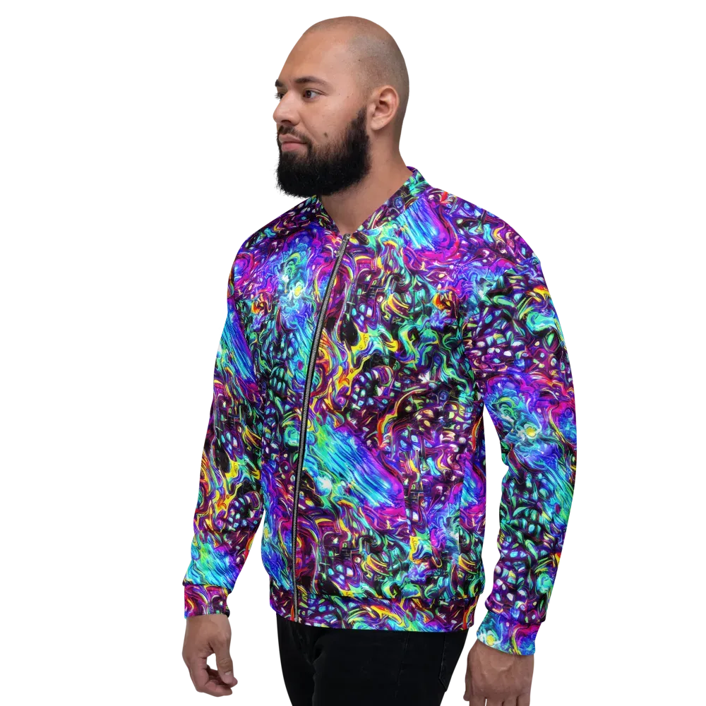 Electric Bloomscape on Bomber Jacket — Left