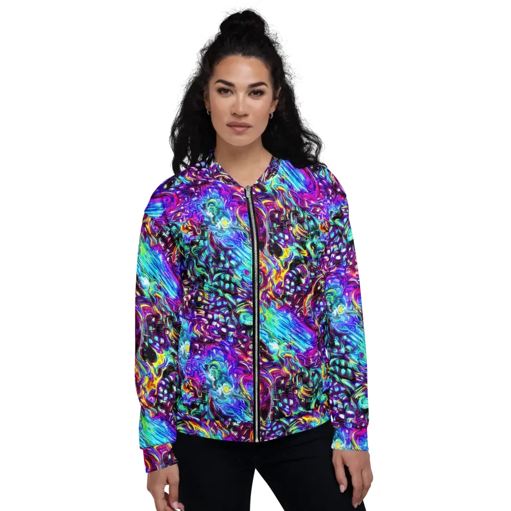 Electric Bloomscape on Bomber Jacket — Front